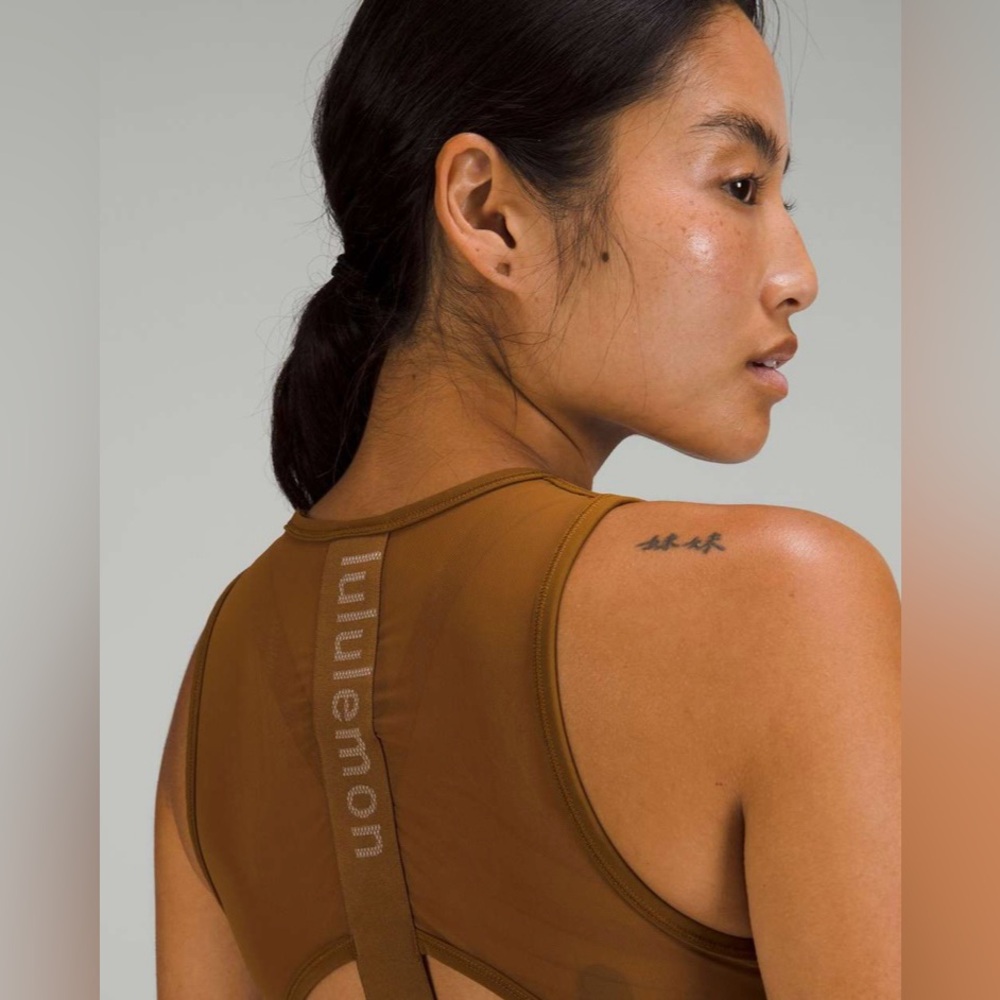 NWT Lululemon 8 Mesh-Back Training Cropped Tank Top Rich Caramel - Picture 2 of 8